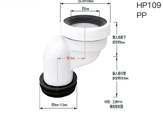ท่อระบายน้ำแขวนผนังขนาด 4 นิ้วปลอดสารพิษ Anticorrosive Eco Friendly